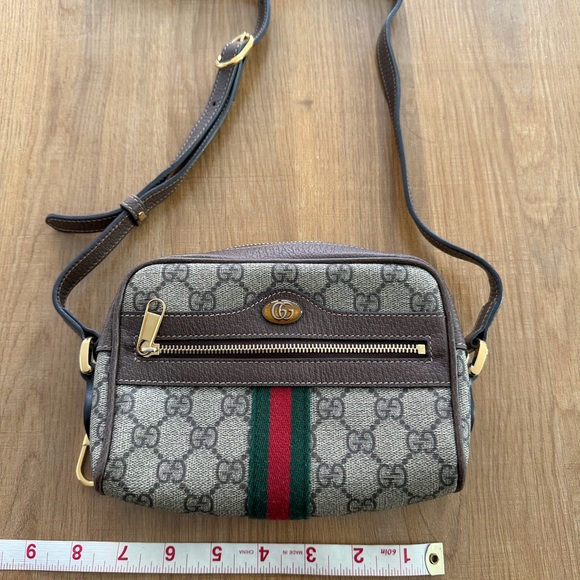 Gucci GG Supreme Monogram Web Mini Ophidia Shoulder Bag Brown - Picture 3 of 4